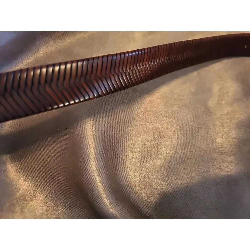 Brown Fishbone Leather Belt L42 x W1-1/4